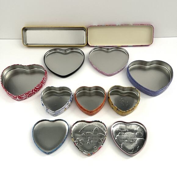 6 Brighton Metal Pencil Case Heart Jewelry Tin Gift Boxes Storage Lot EMPTY - Picture 4 of 7